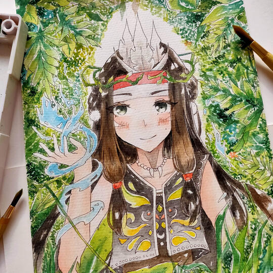 Dayak Tribe from Indonesia Illustration